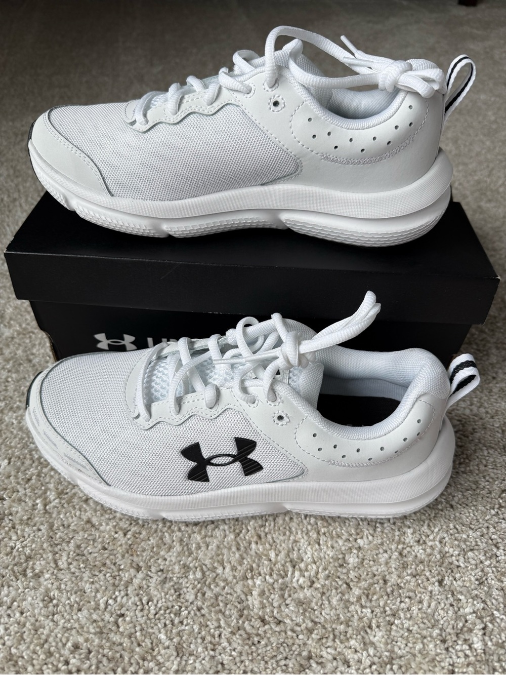 Under Armour Womens White and Black Sneakers